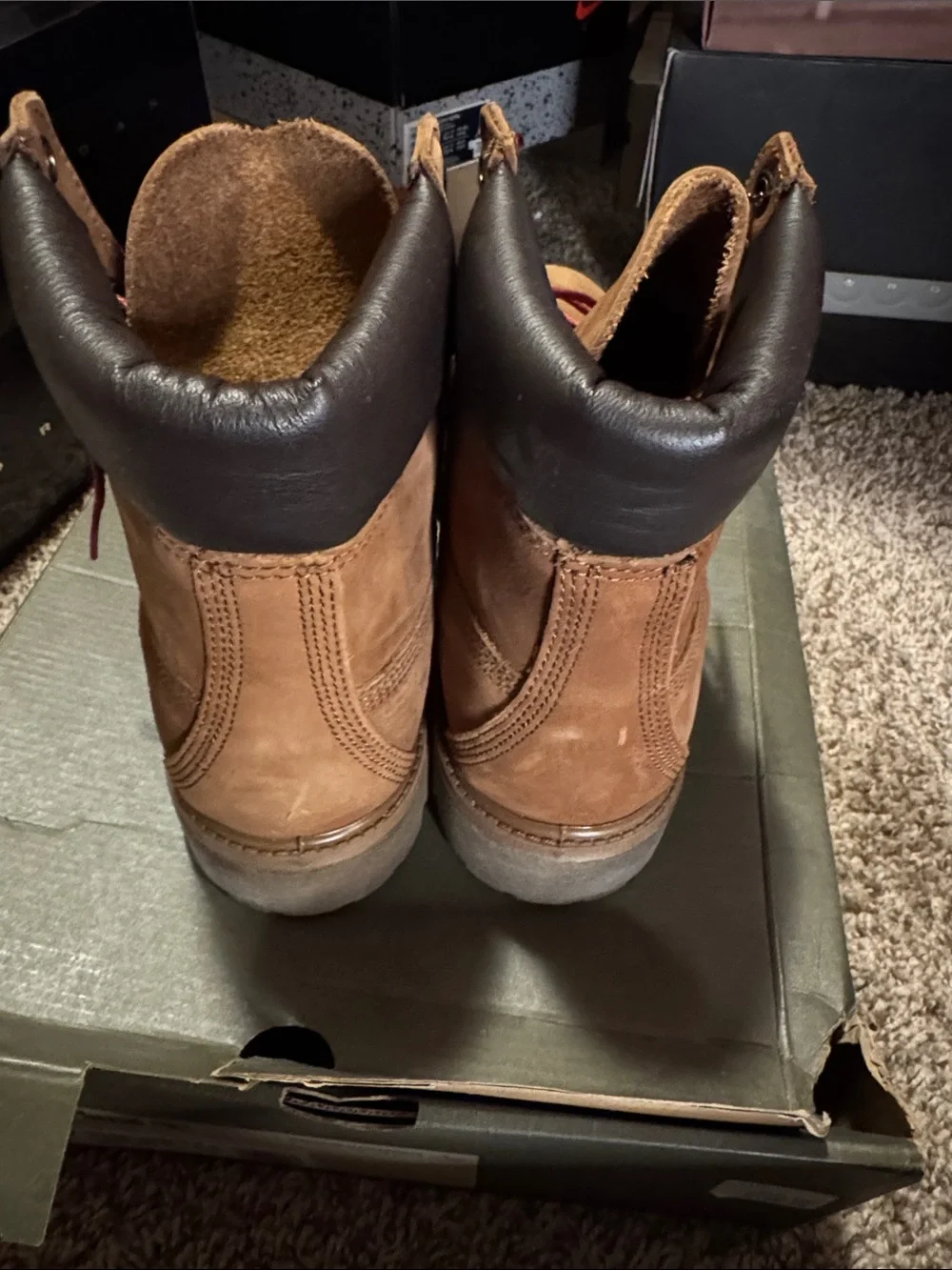 Timberland Brown Leather Work Boots with Red Laces